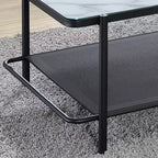 Tavolino da caffè contemporaneo con ripiano in vetro 48", verniciatura nera/bianca