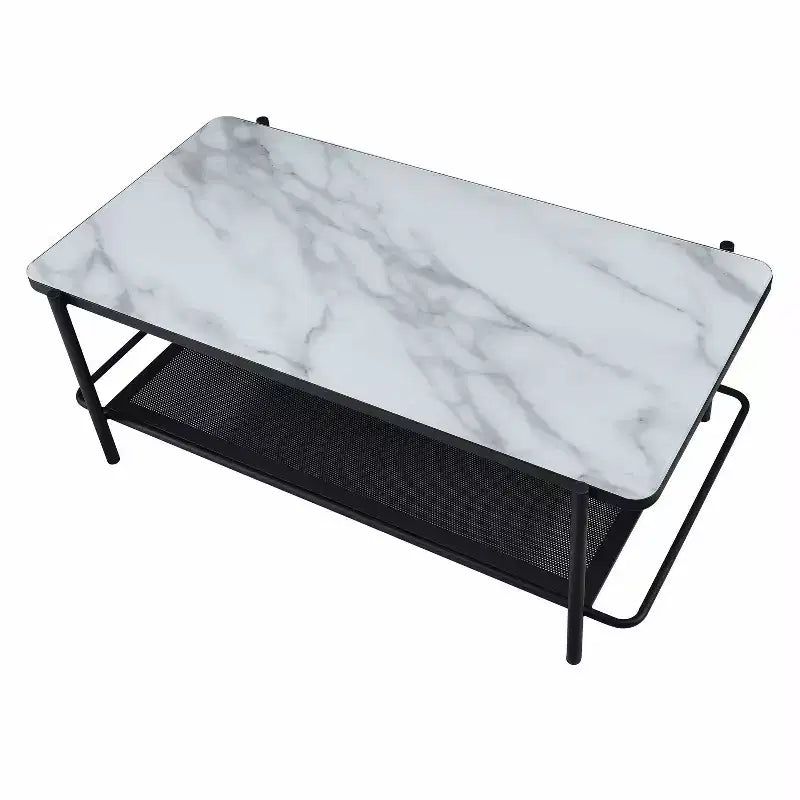 Tavolino da caffè contemporaneo con ripiano in vetro 48", verniciatura nera/bianca