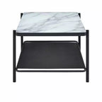 Tavolino da caffè contemporaneo con ripiano in vetro 48", verniciatura nera/bianca