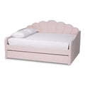 Queen Timila Velvet Fabric Upholstered Daybed with Trundle - Baxton Studio: Glam Bedroom Furniture, No Box Spring Needed