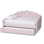 Letto a giorno matrimoniale imbottito in tessuto di velluto Queen Timila con letto estraibile - Baxton Studio: Mobili da camera glamour, non è necessaria la rete a molle