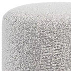 Pouf in tessuto grigio e bianco con base in legno