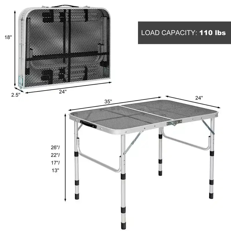 Tavolino Pieghevole per Barbecue da Campeggio, Supporto Portatile in Alluminio per Griglia