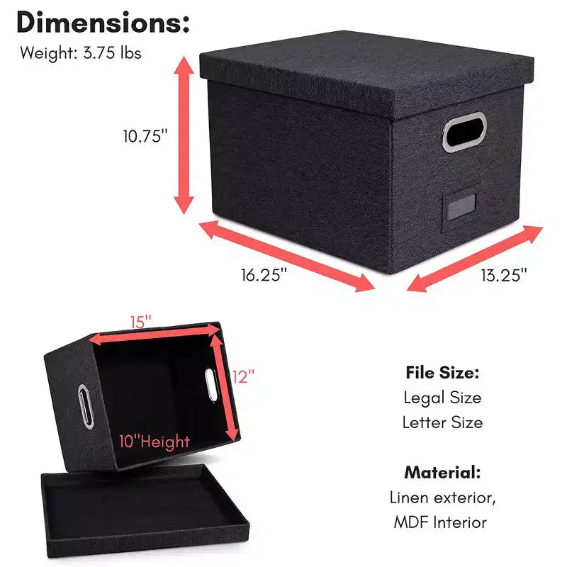 Organizer porta documenti pieghevole Internet's Best con coperchio - 1 pezzo - Carbone
