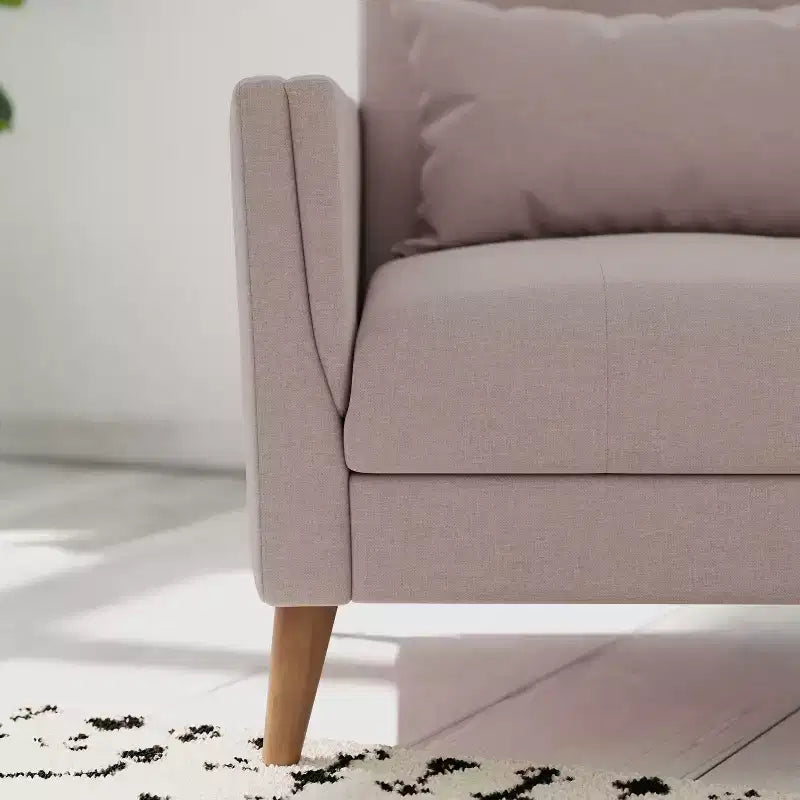 Upholstered Mid-Century Modern Arm Chair with Tufted Seat and Back, Pocket Spring Support and Wooden Legs