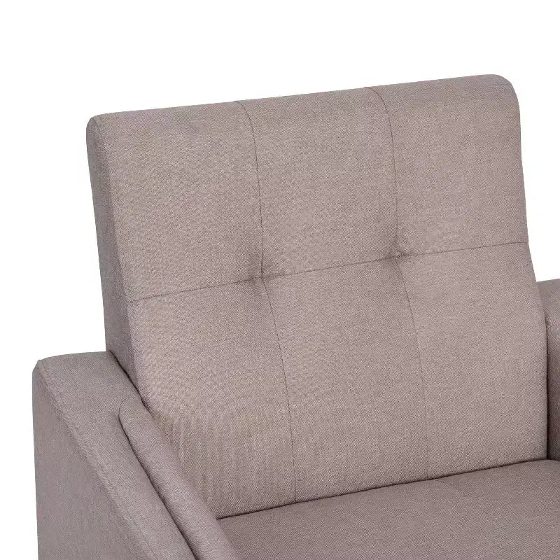 Poltrona imbottita Mid-Century Modern con sedile e schienale trapuntati, supporto con molle insacchettate e gambe in legno