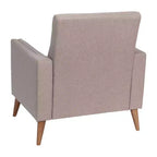 Poltrona imbottita Mid-Century Modern con sedile e schienale trapuntati, supporto con molle insacchettate e gambe in legno