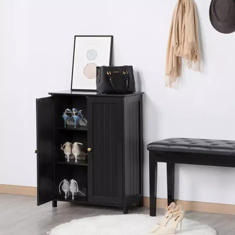 Mobiletto da Bagno Indipendente, Armadietto da Cucina a Doppia Anta con Ripiani Regolabili
