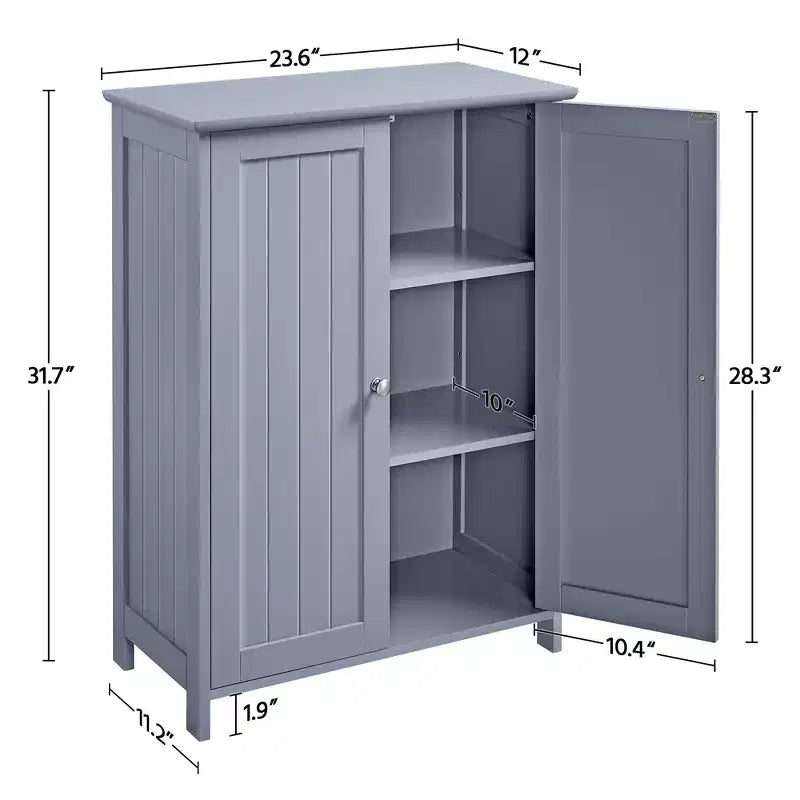 Mobiletto da Bagno Indipendente, Armadietto da Cucina a Doppia Anta con Ripiani Regolabili