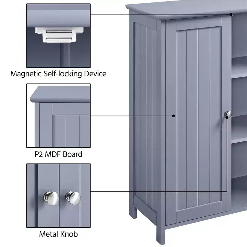 Mobiletto da Bagno Indipendente, Armadietto da Cucina a Doppia Anta con Ripiani Regolabili