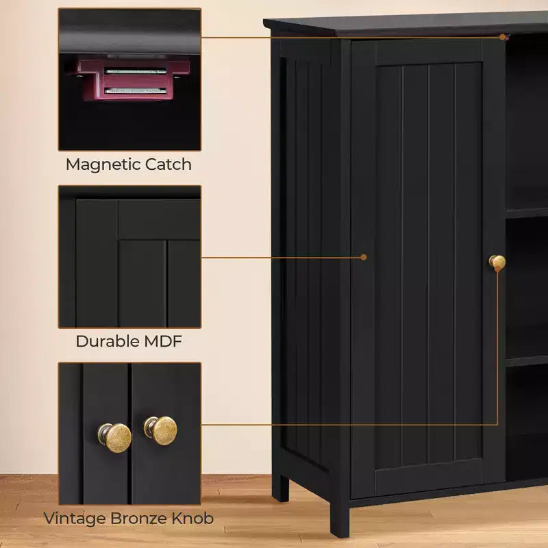 Mobiletto da Bagno Indipendente, Armadietto da Cucina a Doppia Anta con Ripiani Regolabili